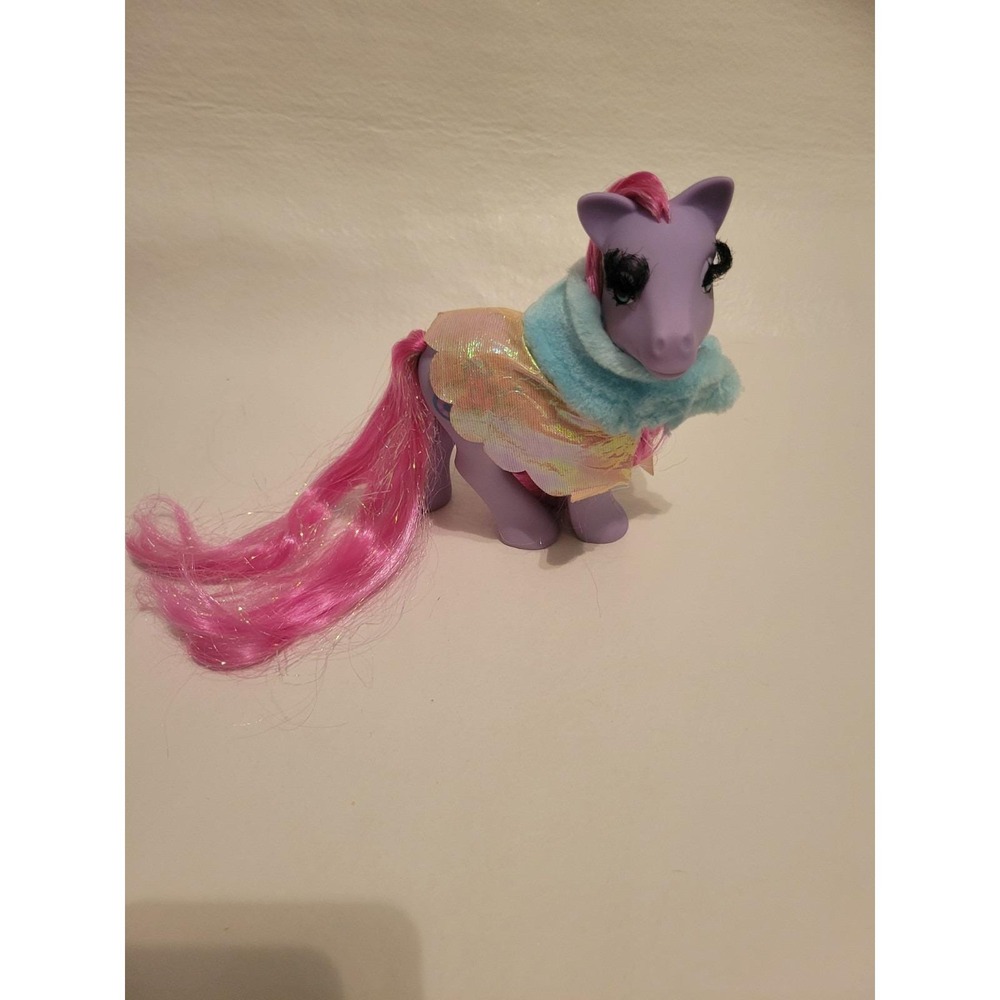 Vtg 90s G1 MLP My Little Pony PURPLE ROYAL PRINCESS with Eyelashes & Cape